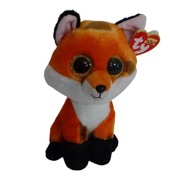 Ty Beanie Boo Meadow Fox Glitter Eyes Stuffed Animal Plush Soft Toy 7" Hang Tags - Picture 1 of 12